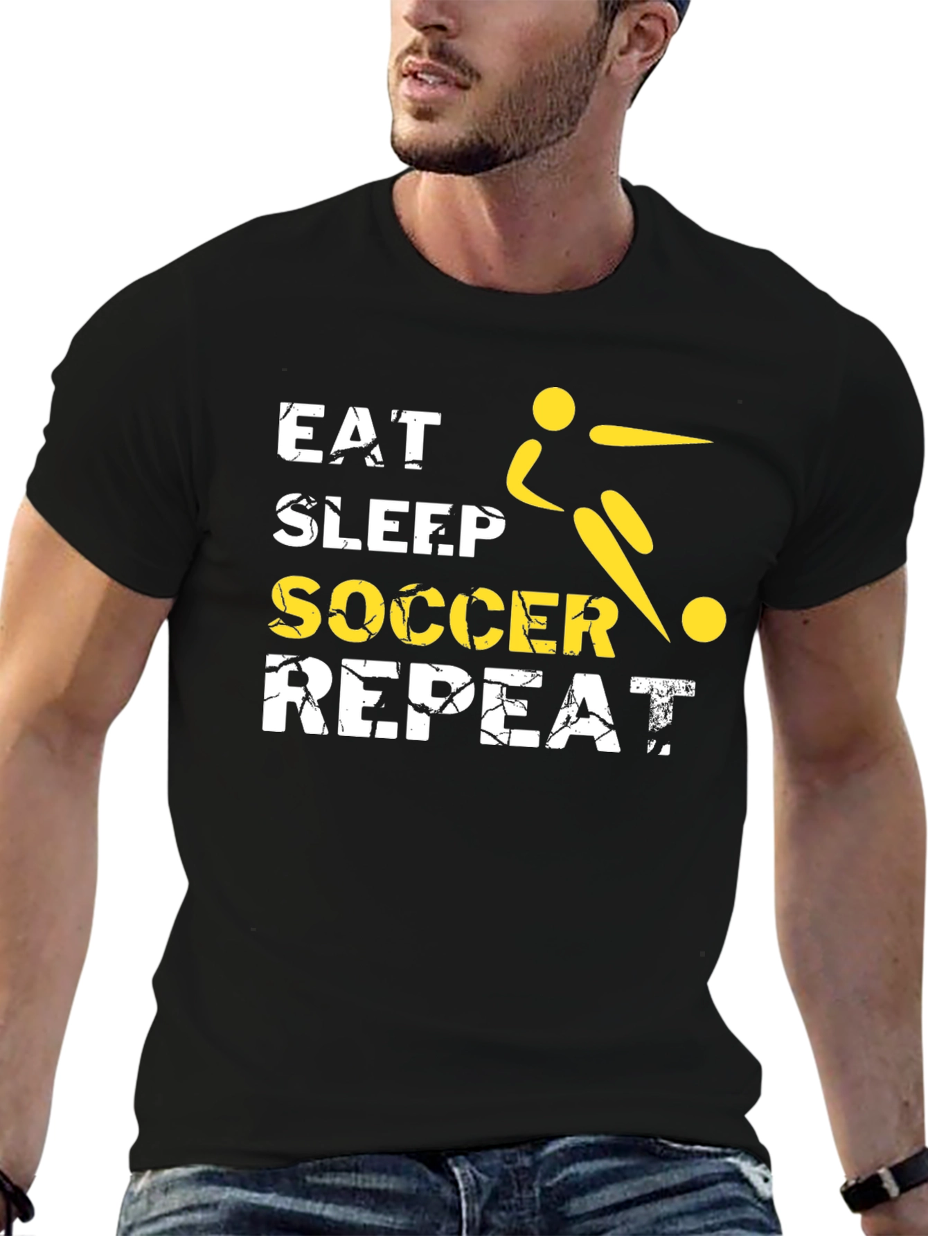 Eat Sleep Soccer Repeat Black T-Shirt
