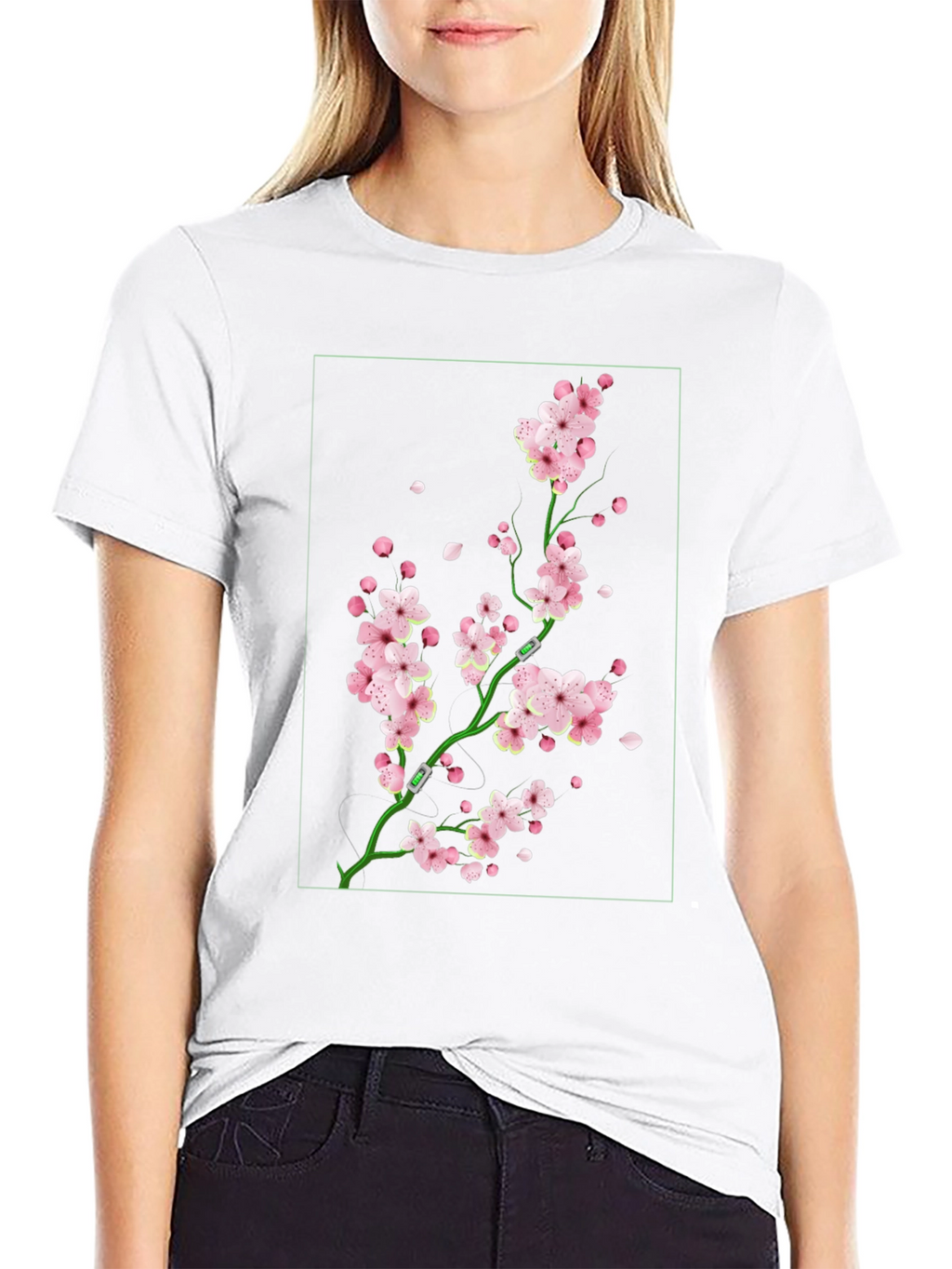Sakura Blossom Graphic Tee - Black