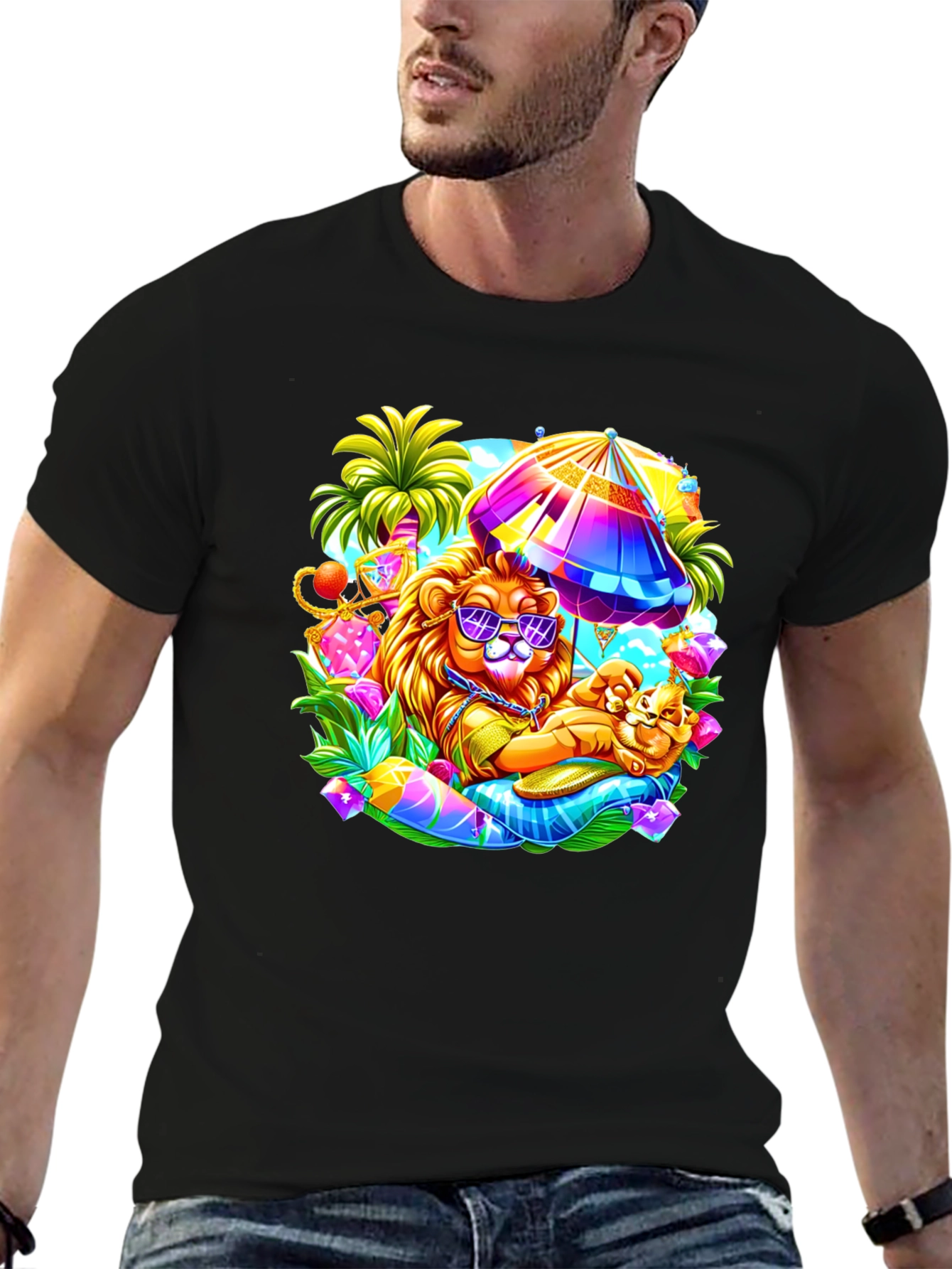Lion on Vacation Graphic Tee