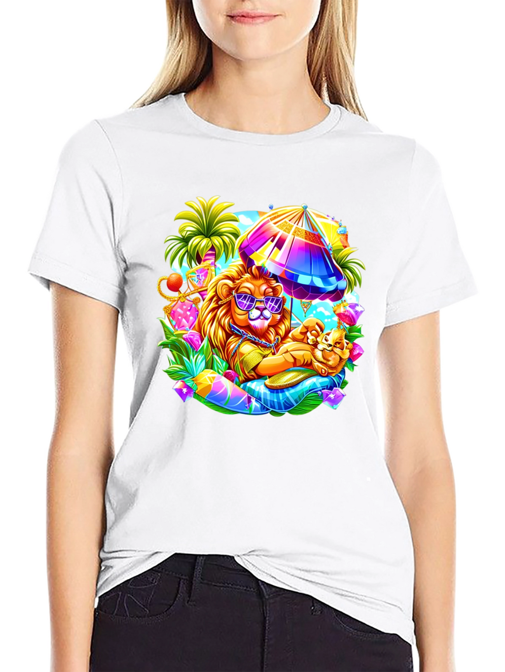 Lion on Vacation Graphic Tee