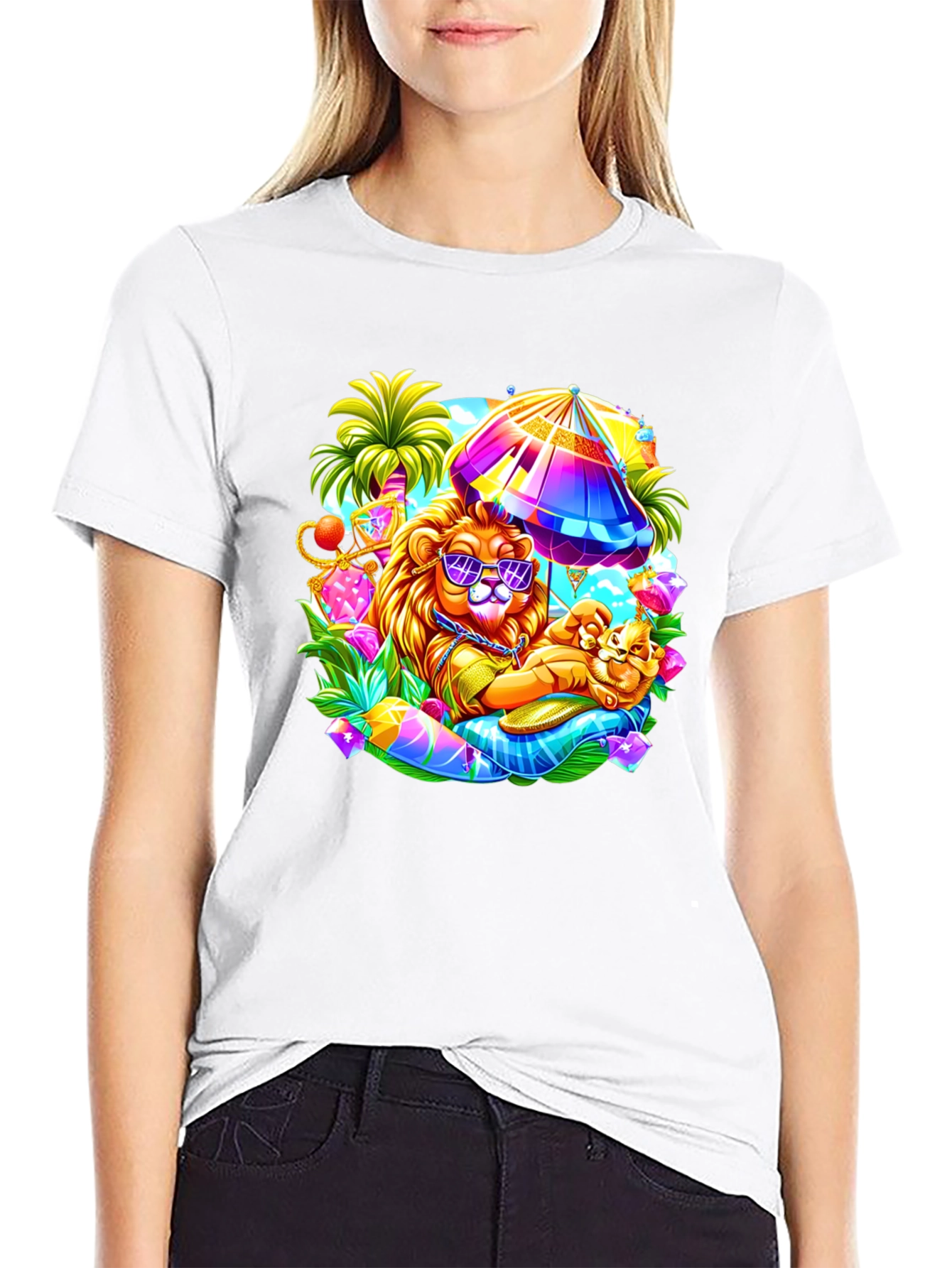 Lion on Vacation Graphic Tee
