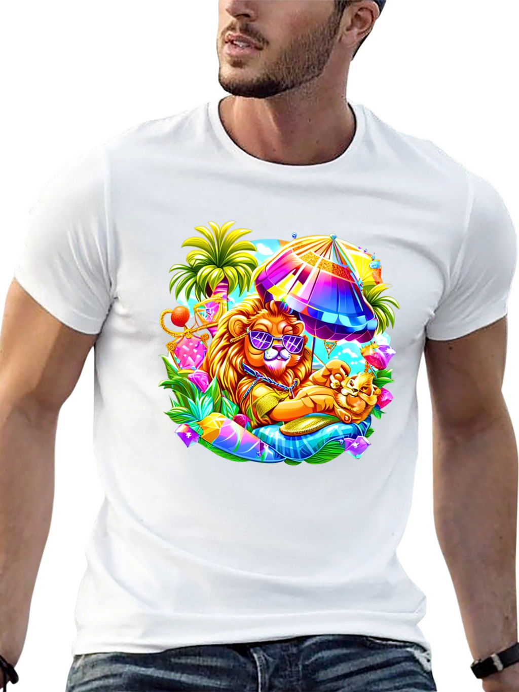 Lion on Vacation Graphic Tee