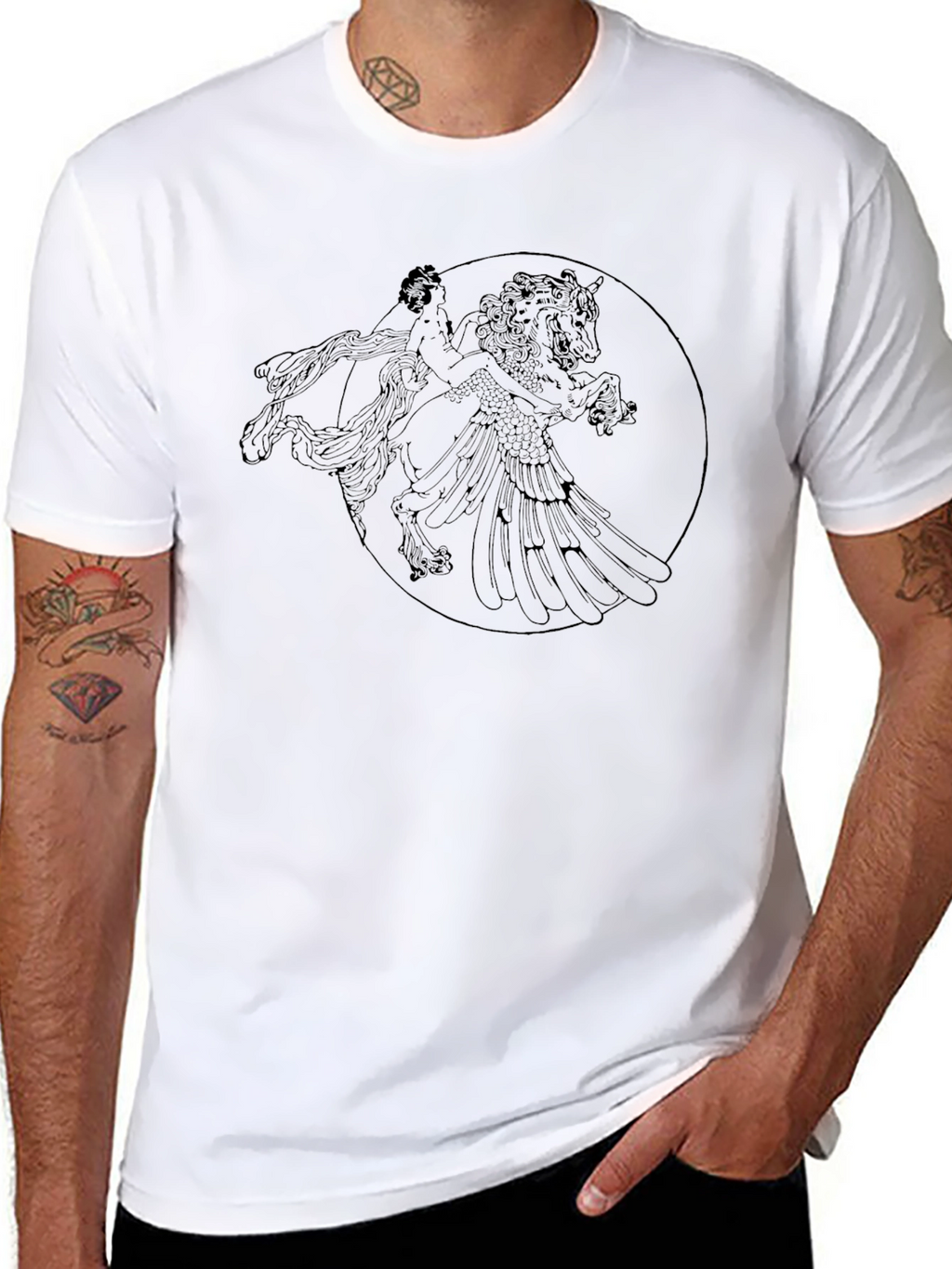 Black Pegasus Rider Graphic Tee