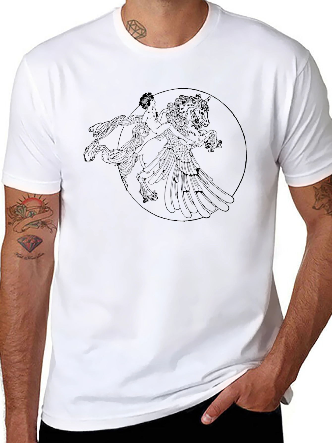 Black Pegasus Rider Graphic Tee