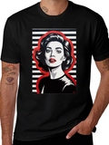 Retro Woman Graphic Tee - Black
