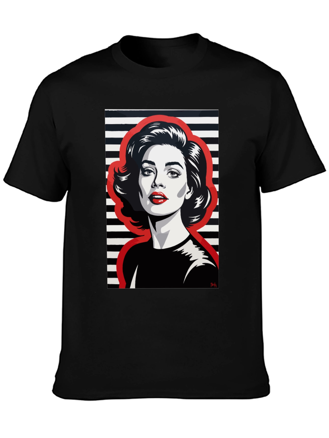 Retro Woman Graphic Tee - Black
