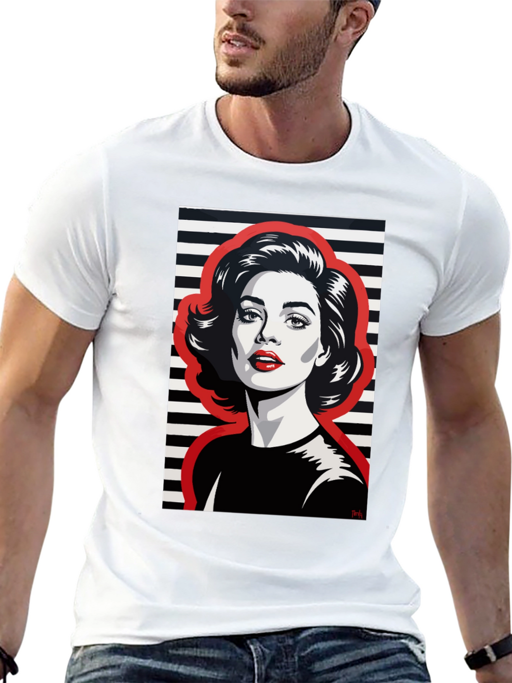 Retro Woman Graphic Tee - Black