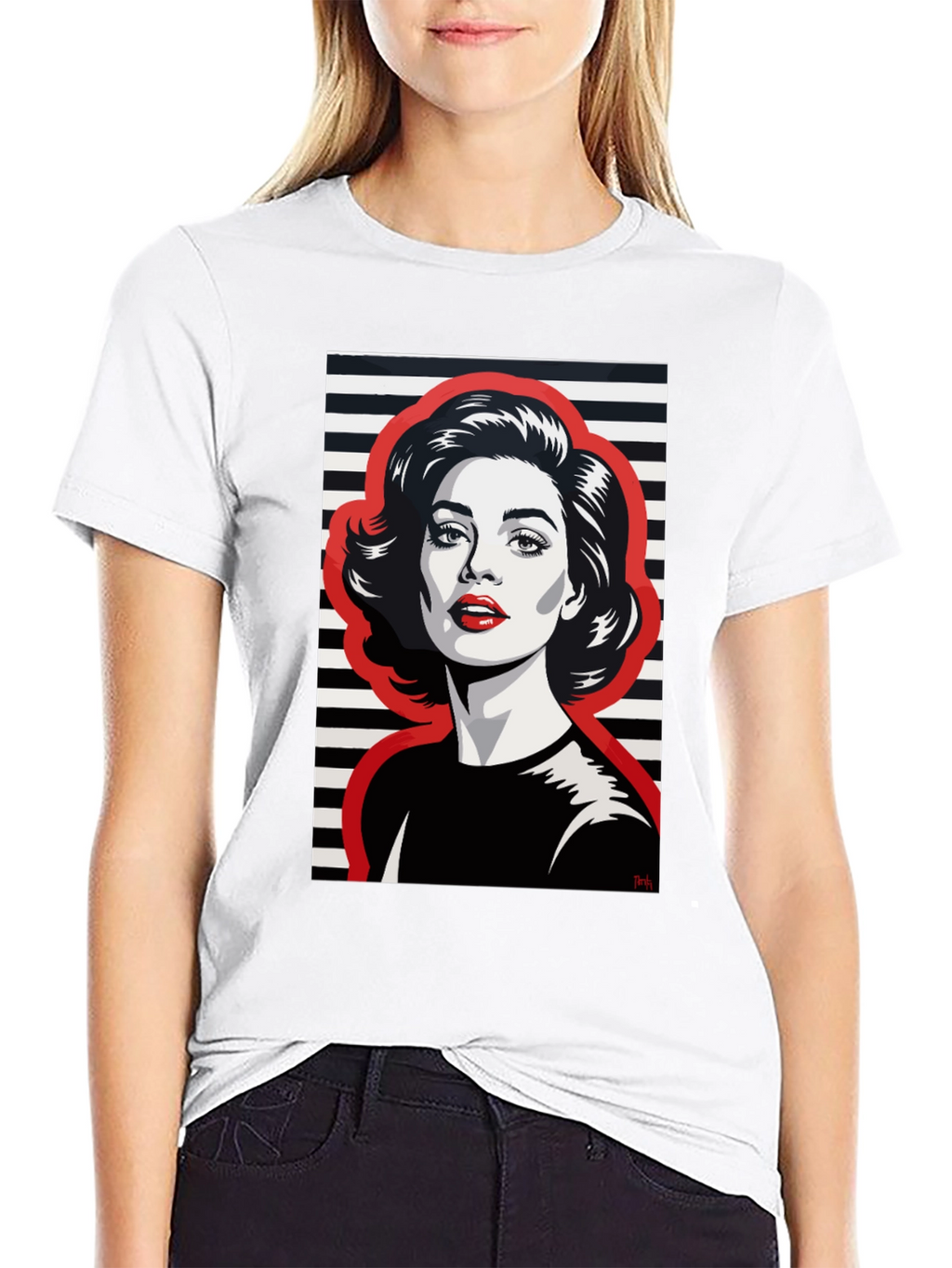 Retro Woman Graphic Tee - Black