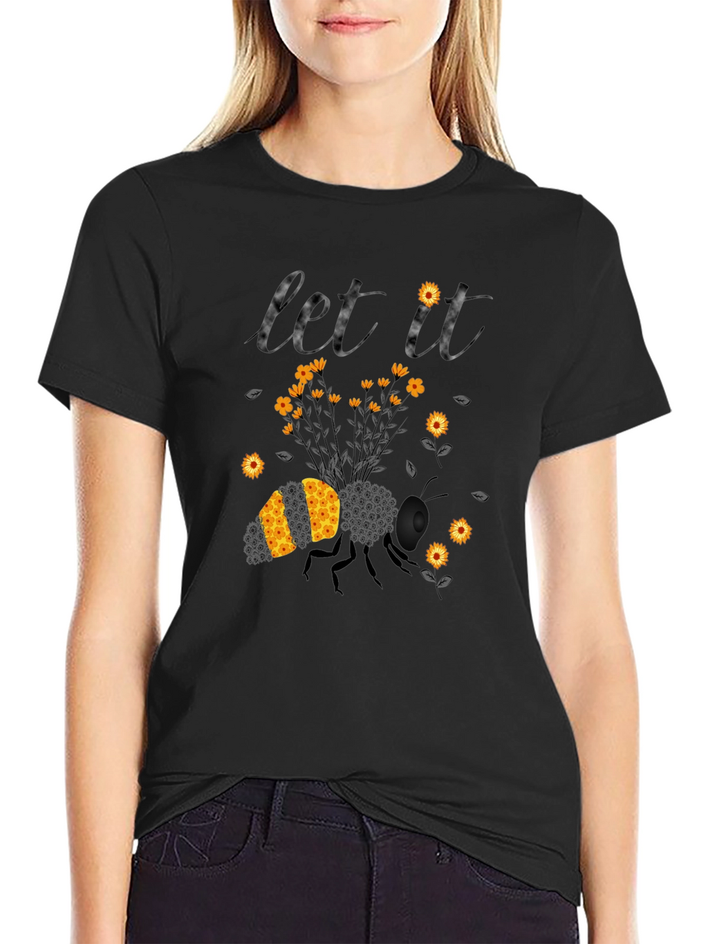 Let It Bee T-Shirt: Floral Bee Design