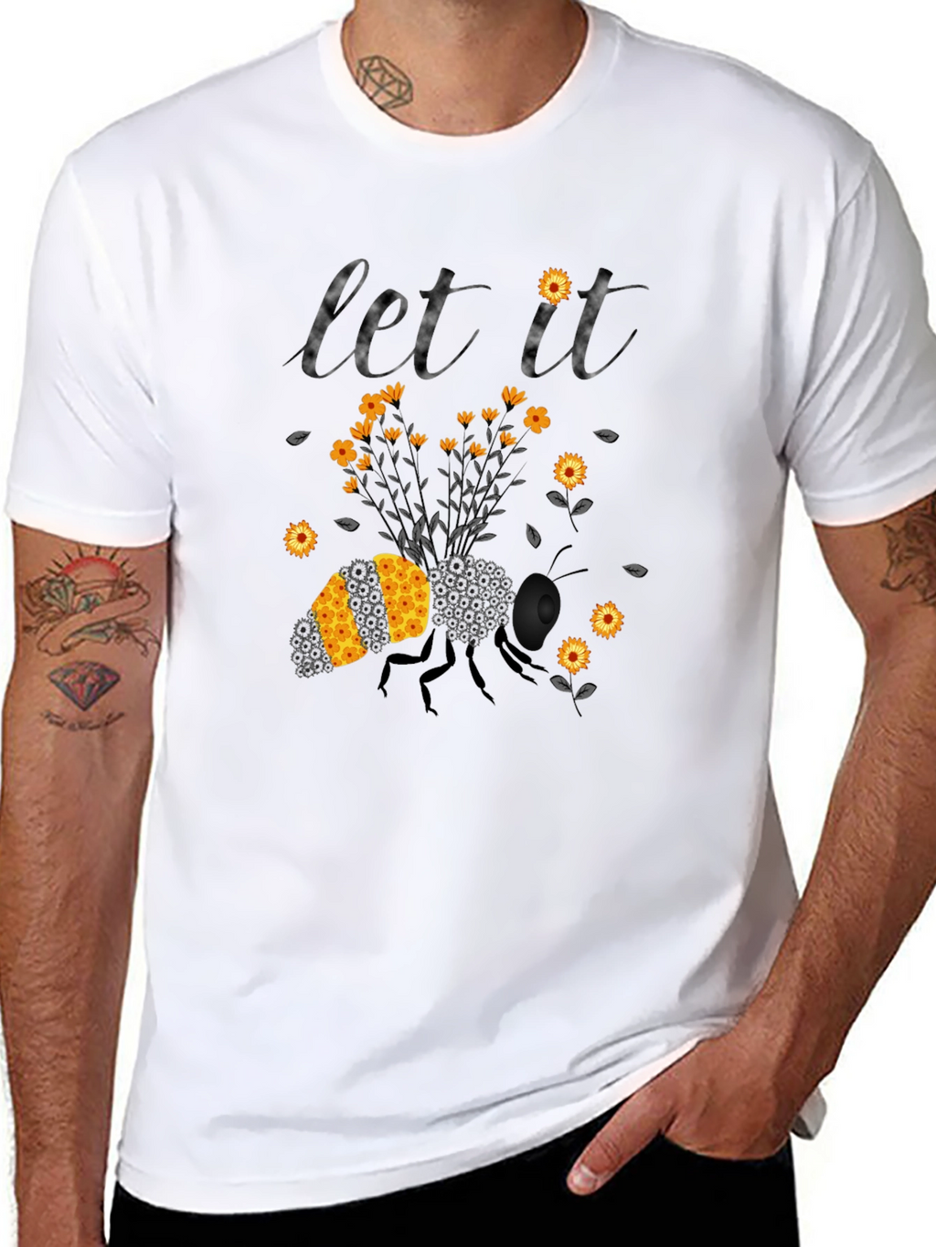 Let It Bee T-Shirt: Floral Bee Design