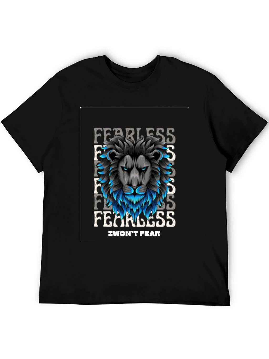 Fearless Lion Graphic Black T-Shirt - I Wont Fear