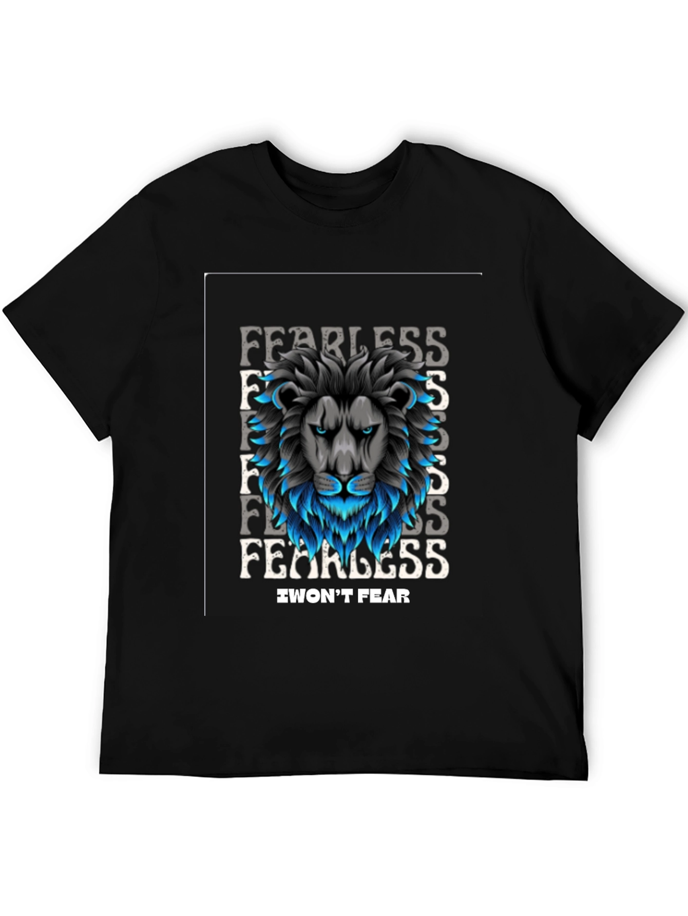 Fearless Lion Graphic Black T-Shirt - I Wont Fear