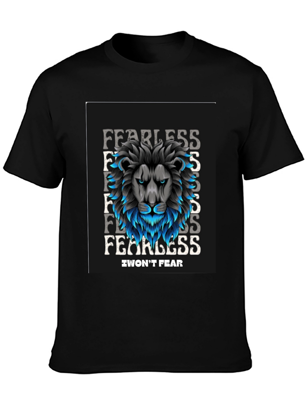 Fearless Lion Graphic Black T-Shirt - I Wont Fear