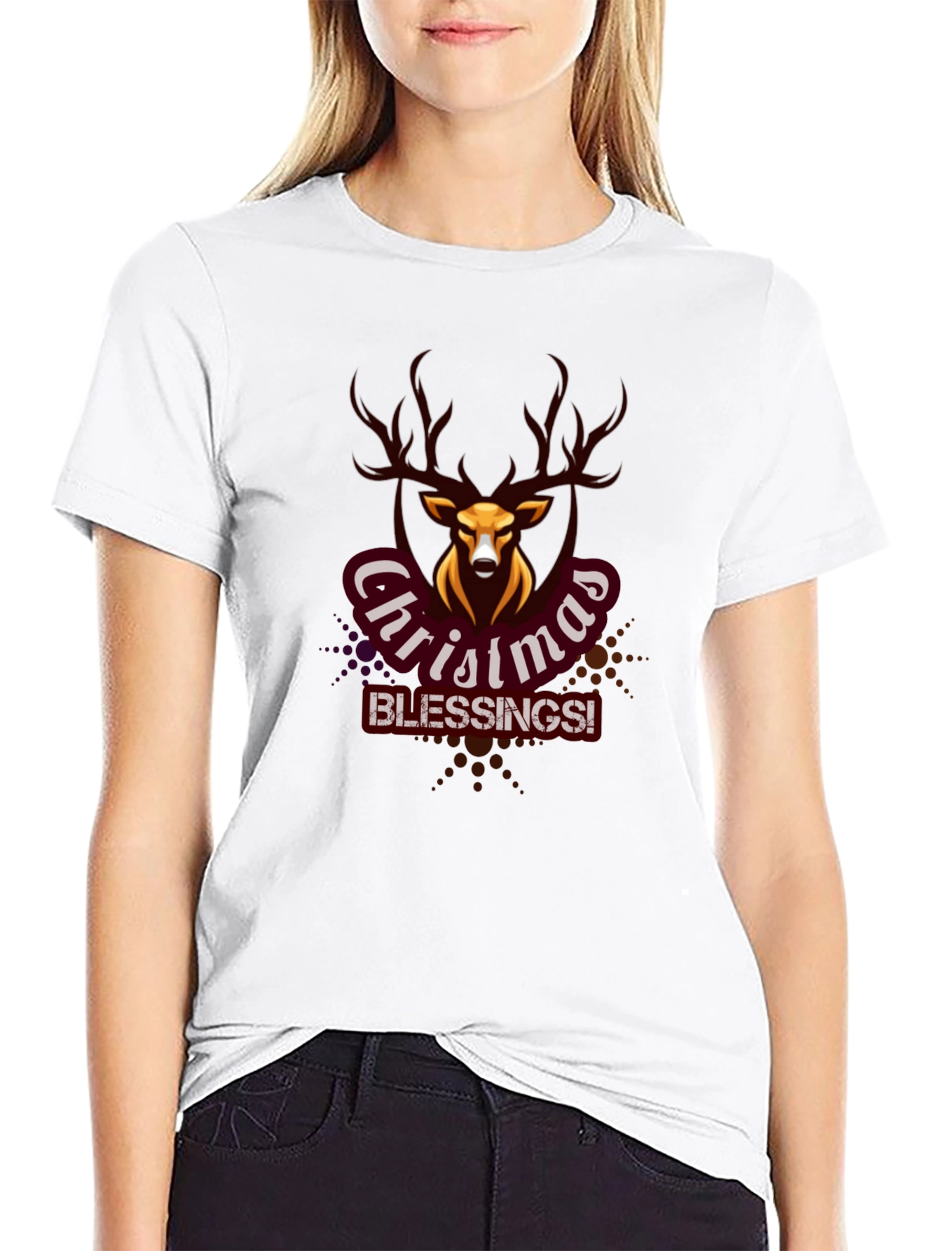 Christmas Blessings Deer Graphic Tee