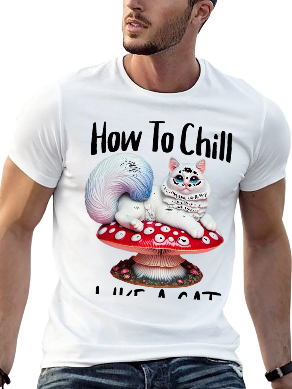 Chill Like a Cat Tee - Mushroom Cat T-Shirt
