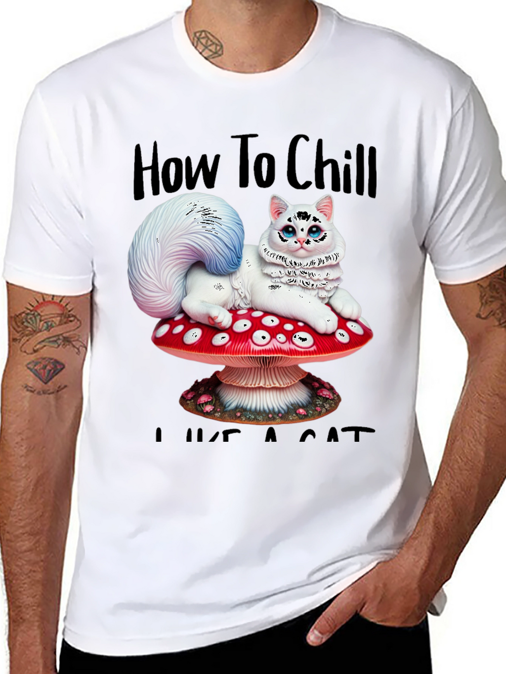 Chill Like a Cat Tee - Mushroom Cat T-Shirt