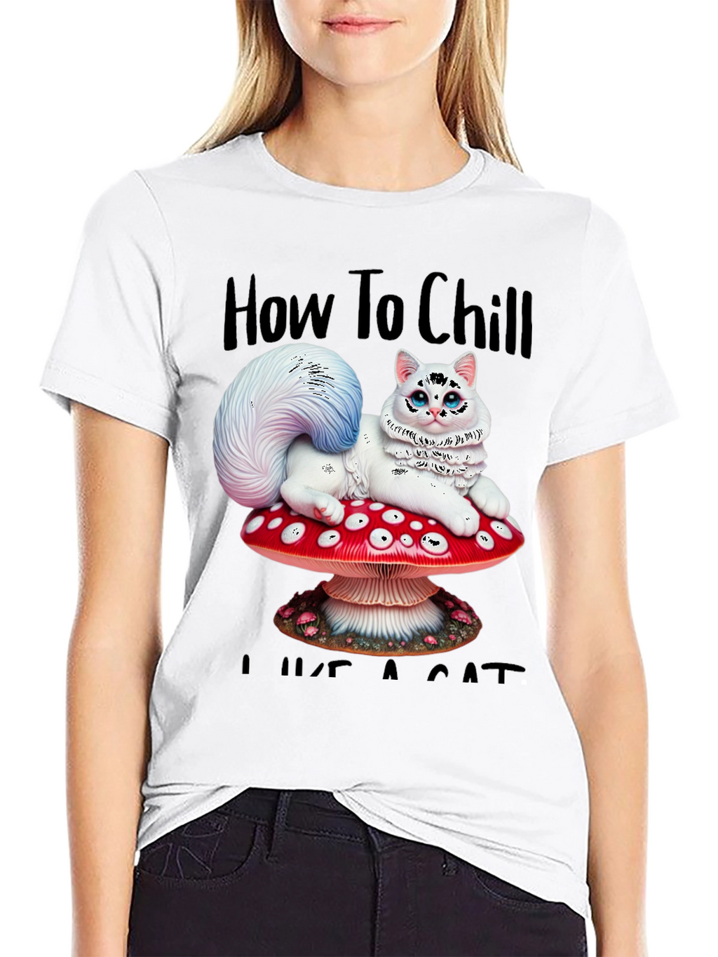 Chill Like a Cat Tee - Mushroom Cat T-Shirt