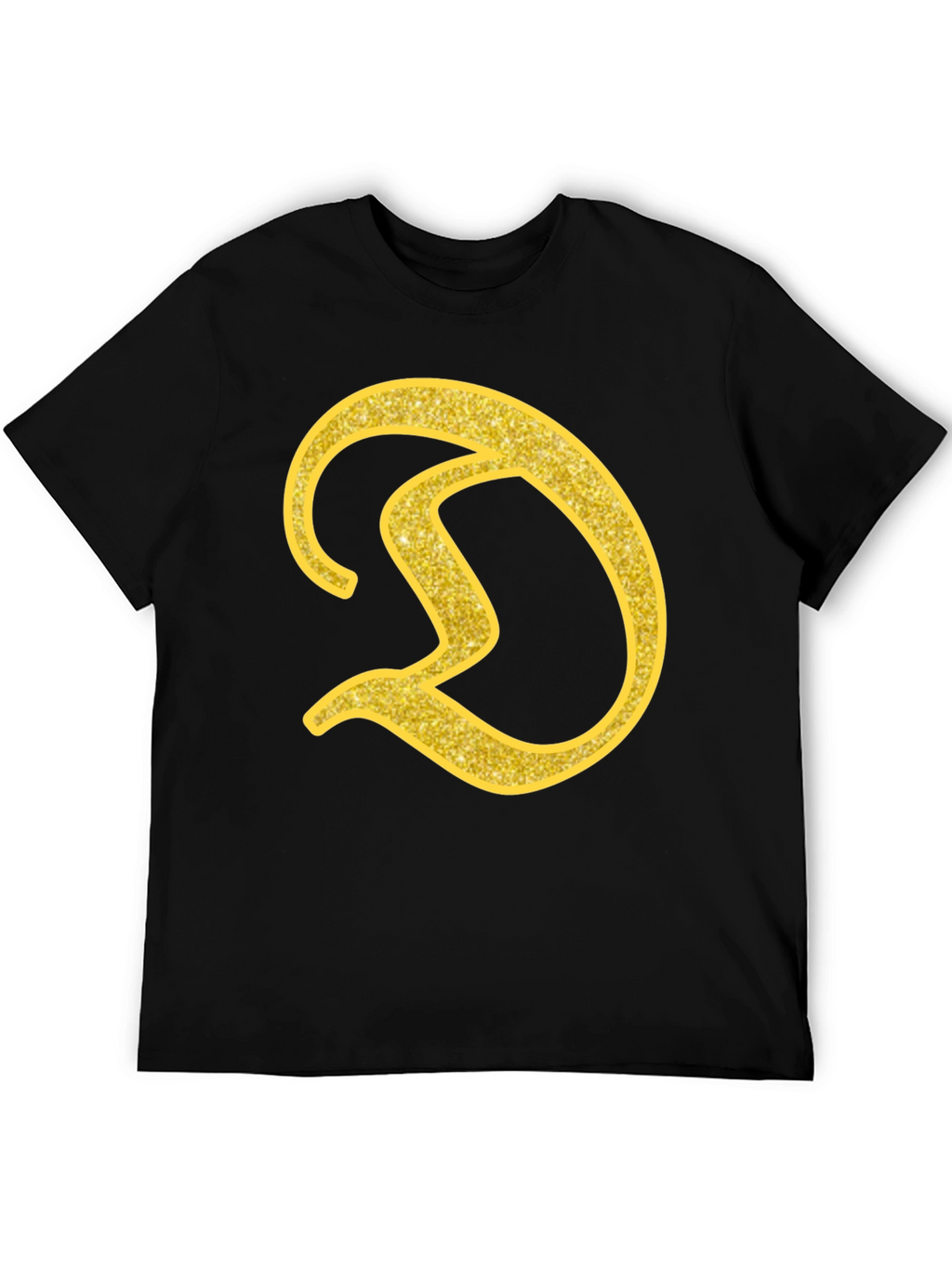 Gold Letter D on Black T-Shirt