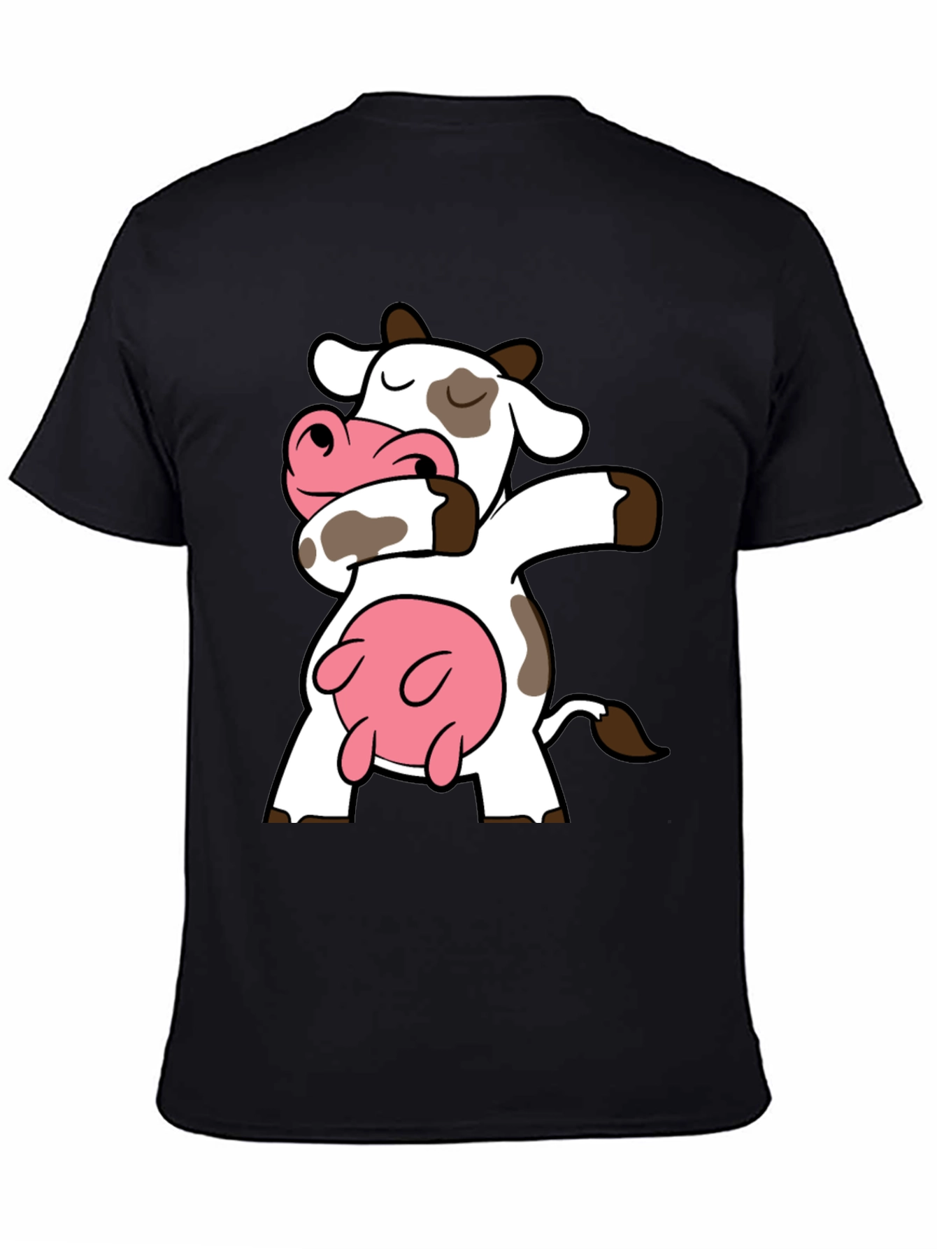 Dabbing Cow Graphic Tee - Black Cotton T-Shirt