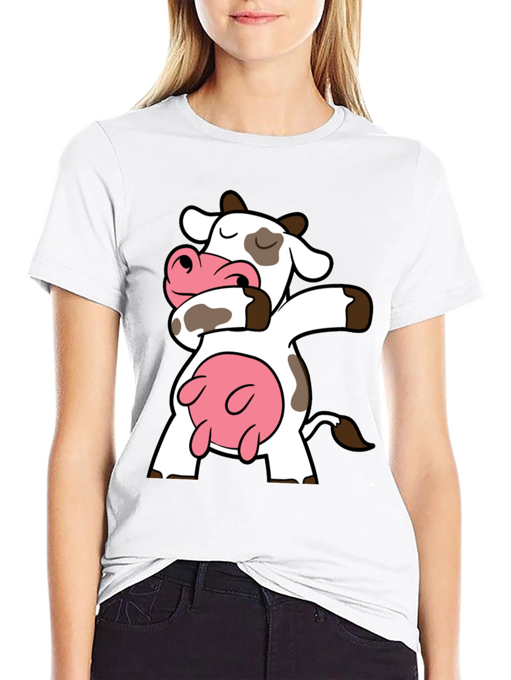 Dabbing Cow Graphic Tee - Black Cotton T-Shirt