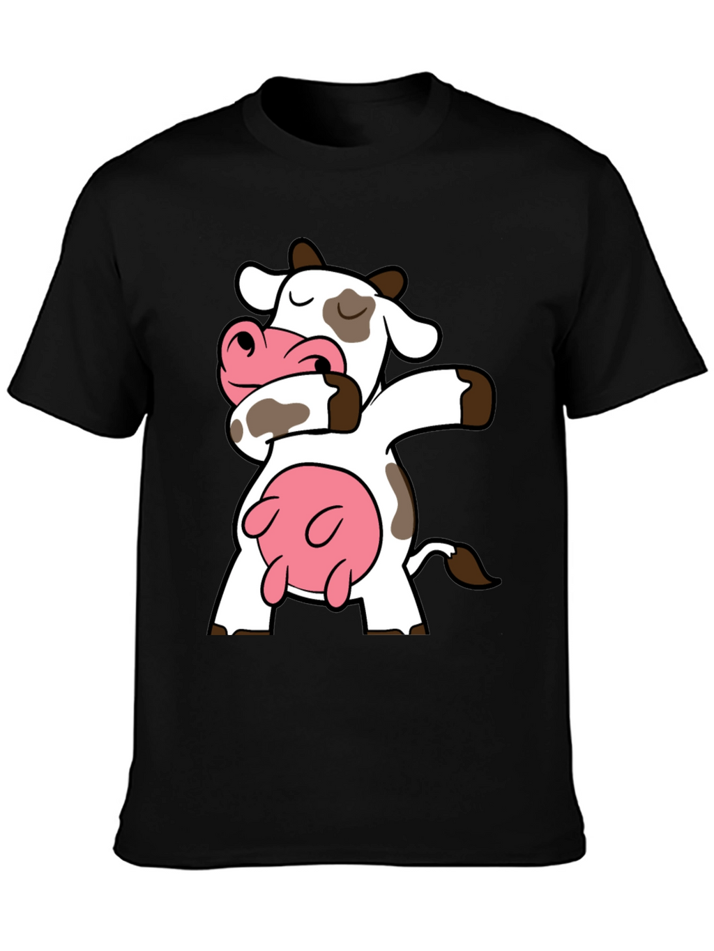Dabbing Cow Graphic Tee - Black Cotton T-Shirt