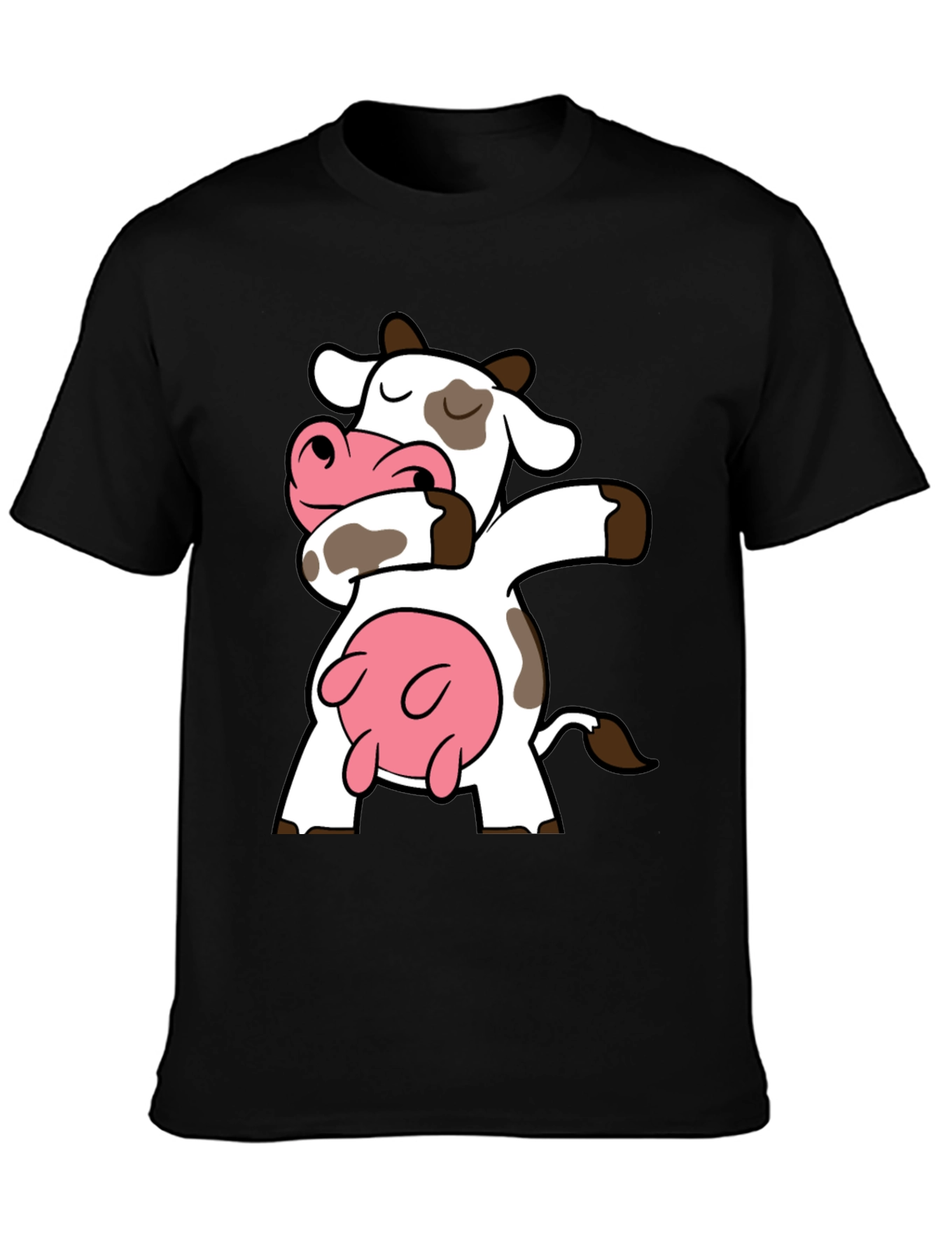 Dabbing Cow Graphic Tee - Black Cotton T-Shirt