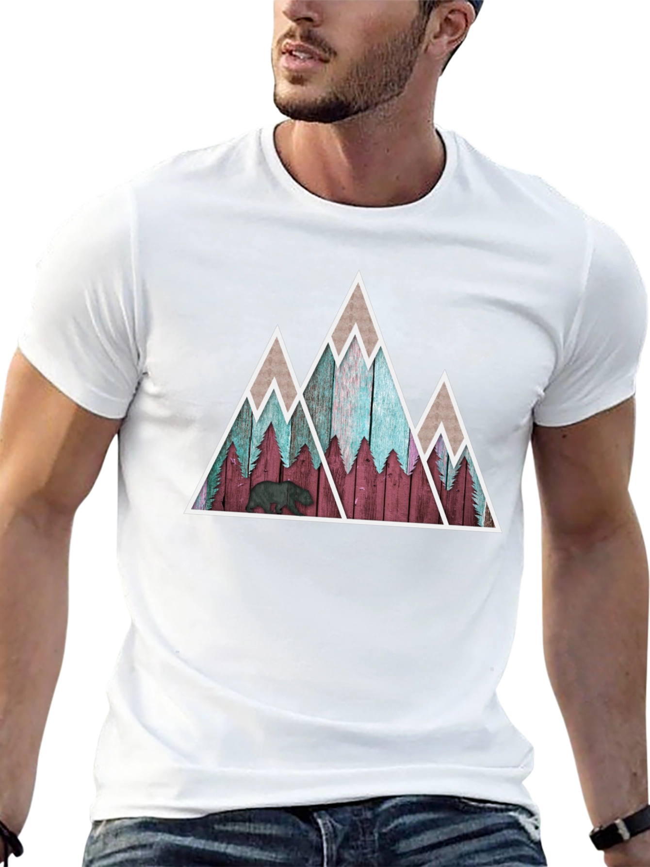 Mountain Bear Graphic Tee - Nature Inspired Design