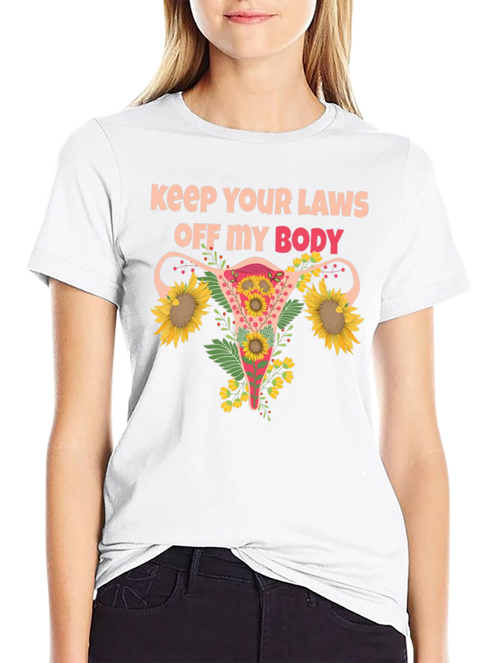 Feminist Uterus Sunflower T-Shirt Pro Choice Tee
