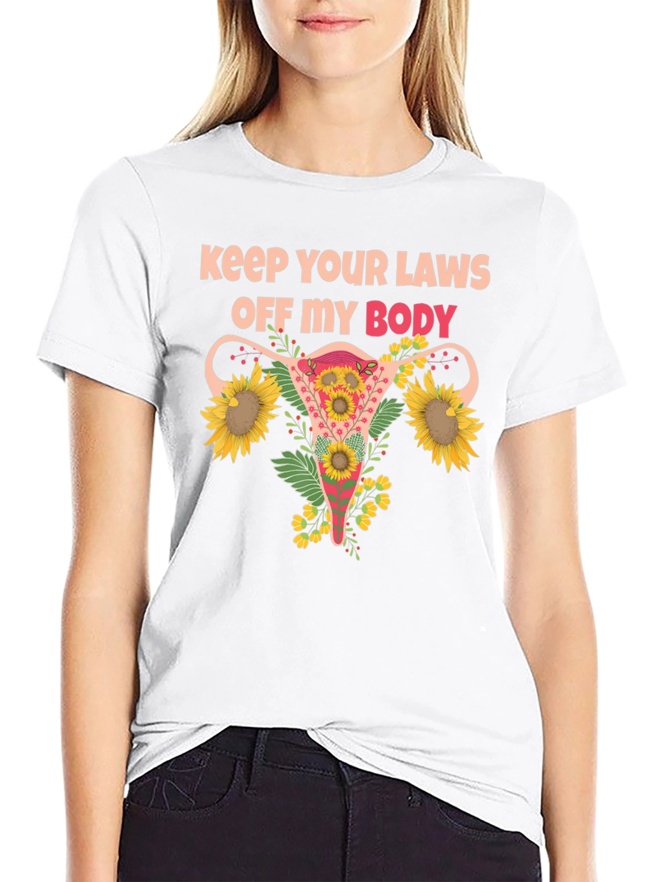 Feminist Uterus Sunflower T-Shirt Pro Choice Tee