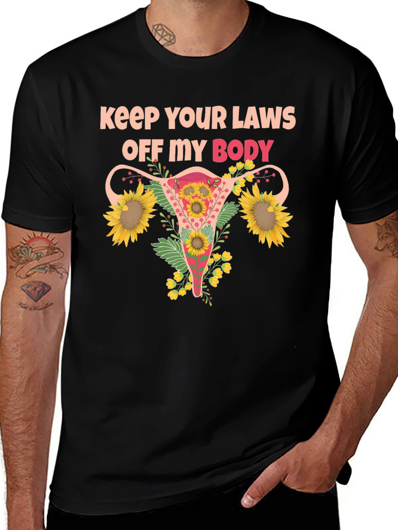 Feminist Uterus Sunflower T-Shirt Pro Choice Tee