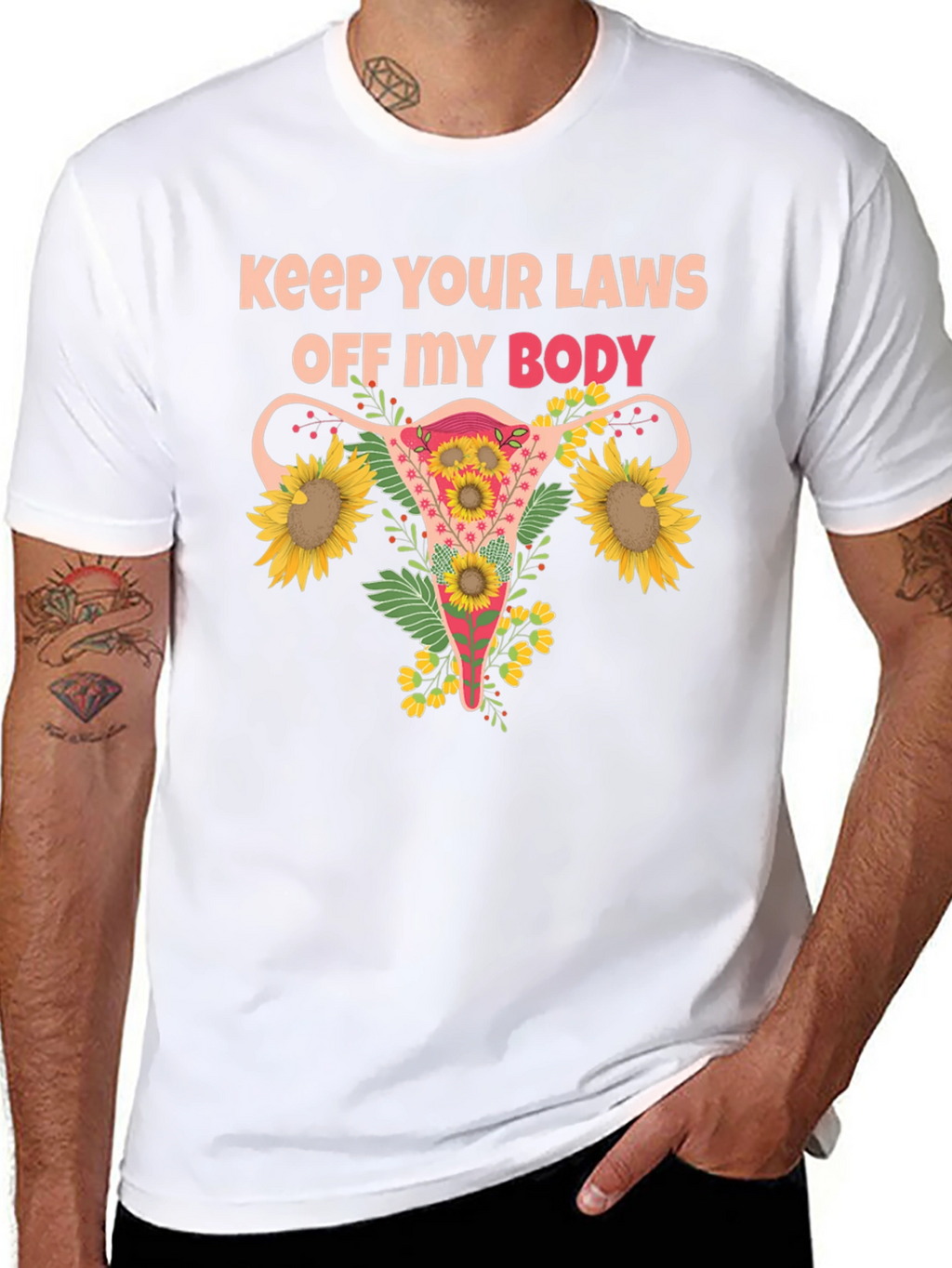 Feminist Uterus Sunflower T-Shirt Pro Choice Tee
