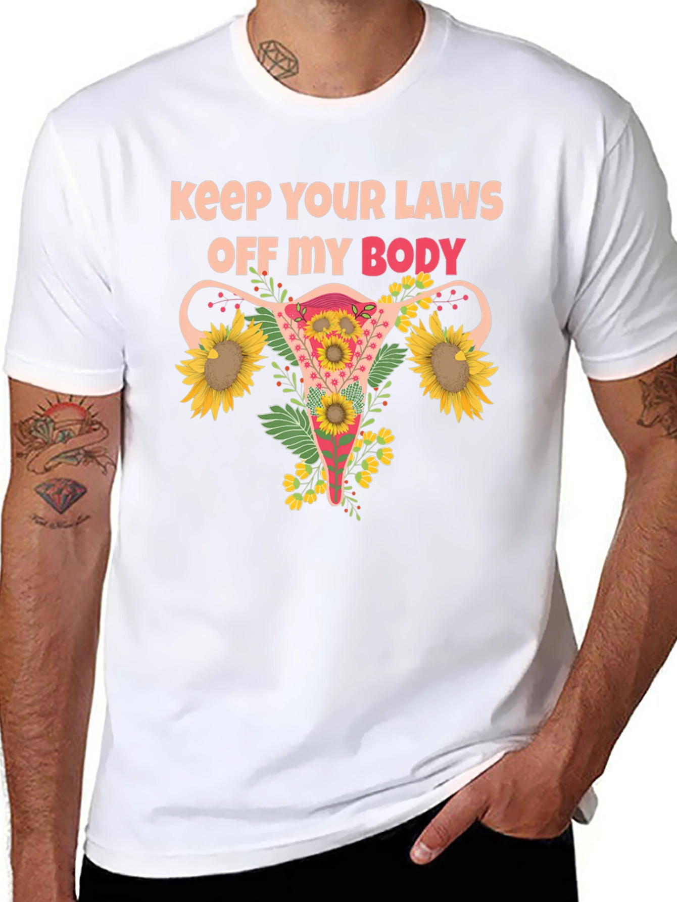 Feminist Uterus Sunflower T-Shirt Pro Choice Tee