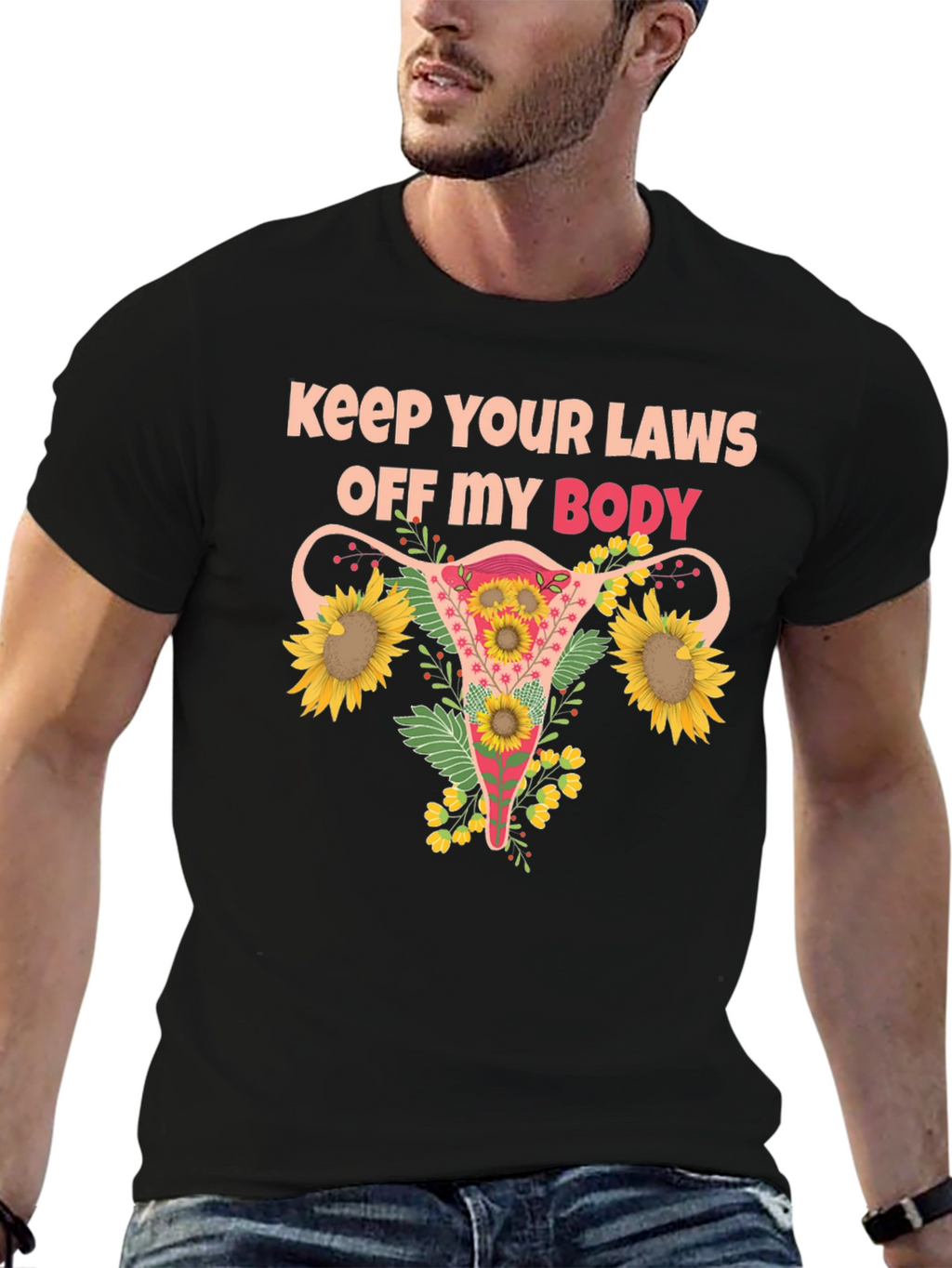 Feminist Uterus Sunflower T-Shirt Pro Choice Tee