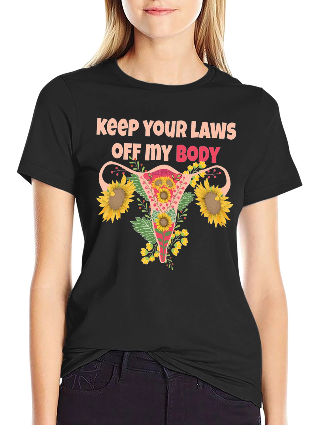 Feminist Uterus Sunflower T-Shirt Pro Choice Tee