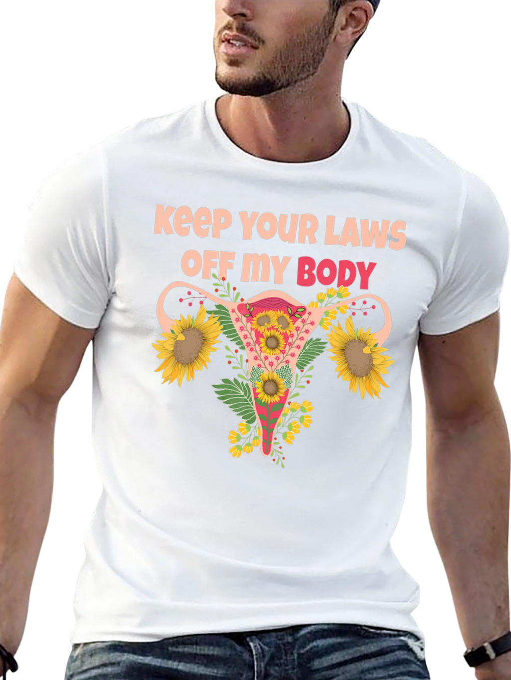 Feminist Uterus Sunflower T-Shirt Pro Choice Tee