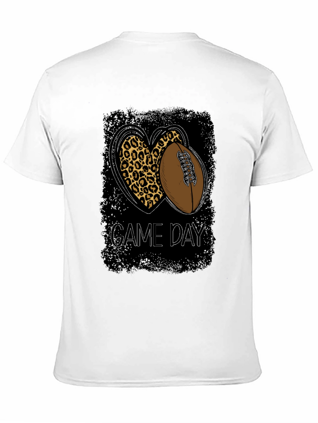 Game Day Leopard Heart Football T-Shirt