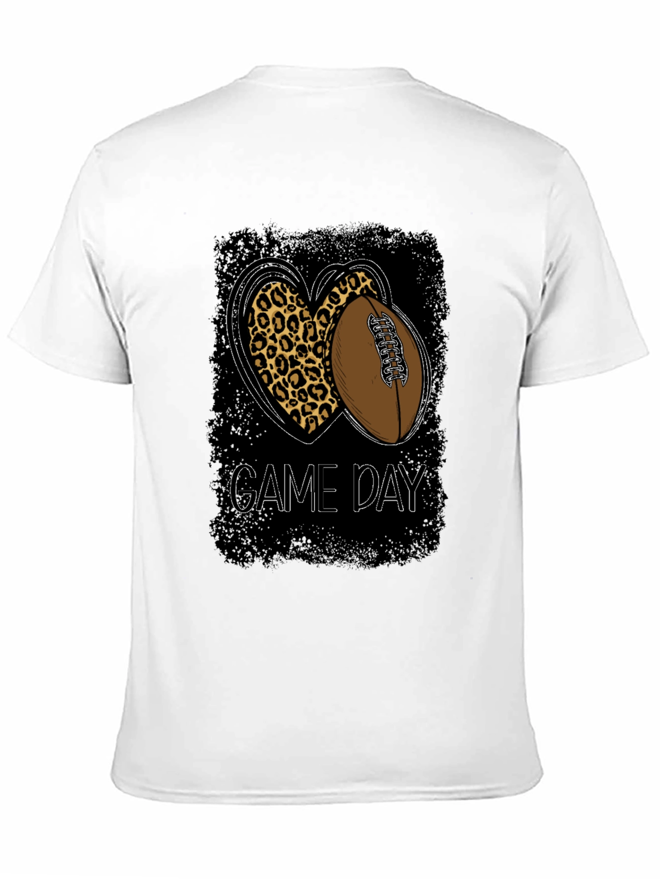 Game Day Leopard Heart Football T-Shirt