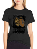Game Day Leopard Heart Football T-Shirt