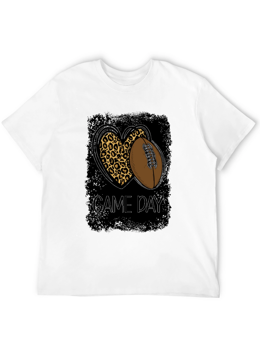 Game Day Leopard Heart Football T-Shirt