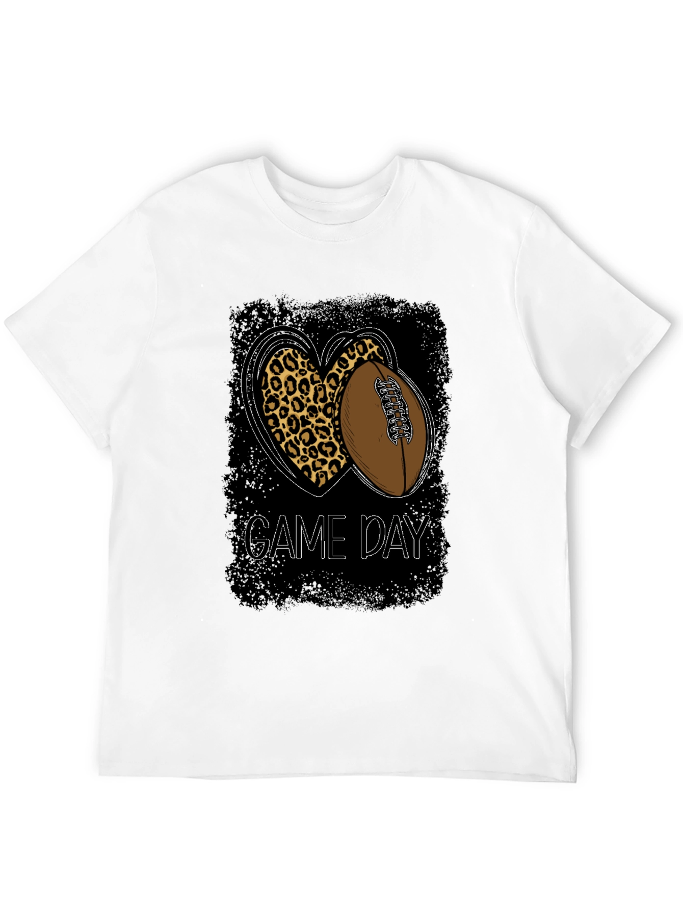 Game Day Leopard Heart Football T-Shirt