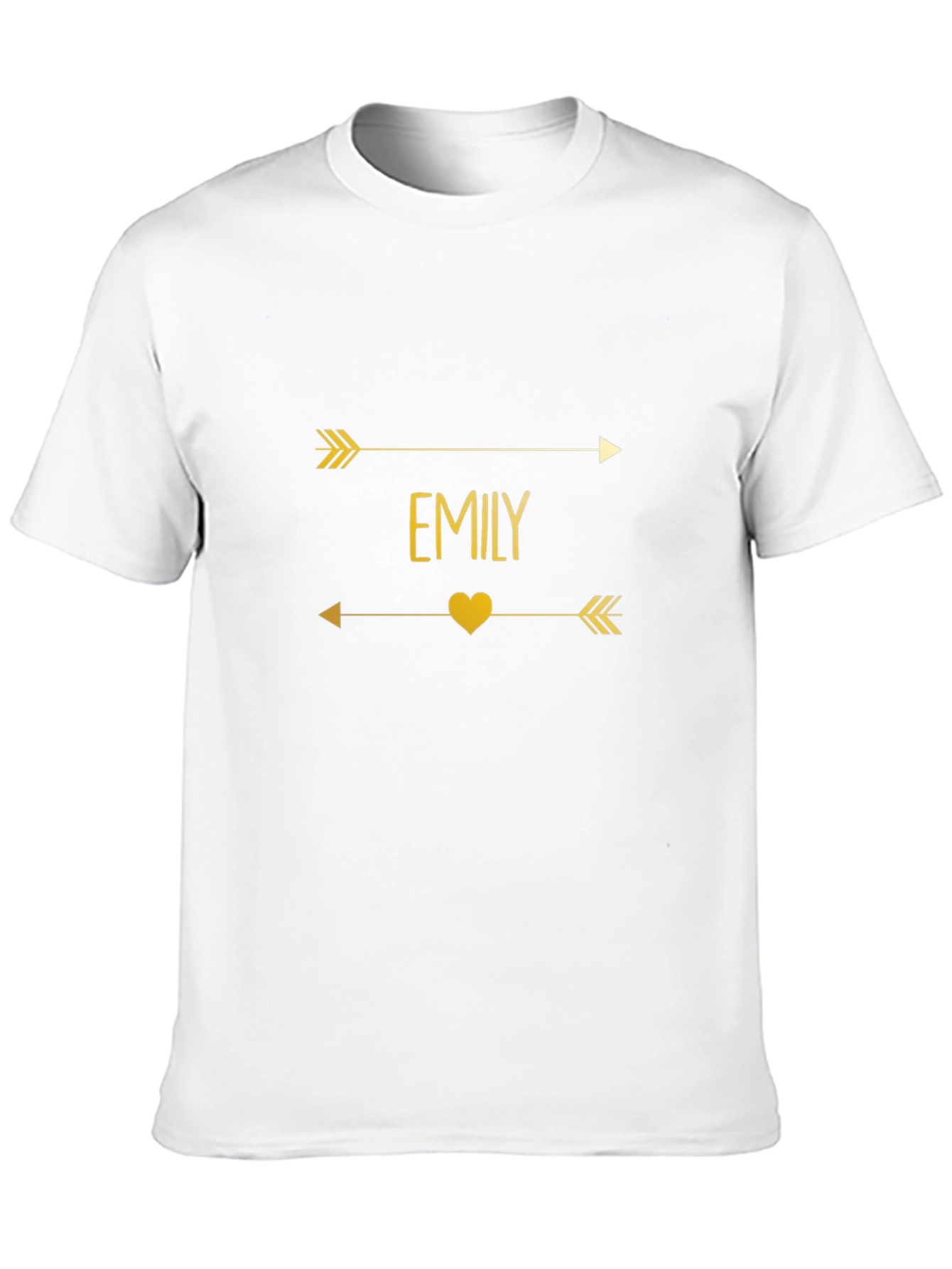 Emily Arrow Heart T-Shirt - Trendy Gold Graphic Tee