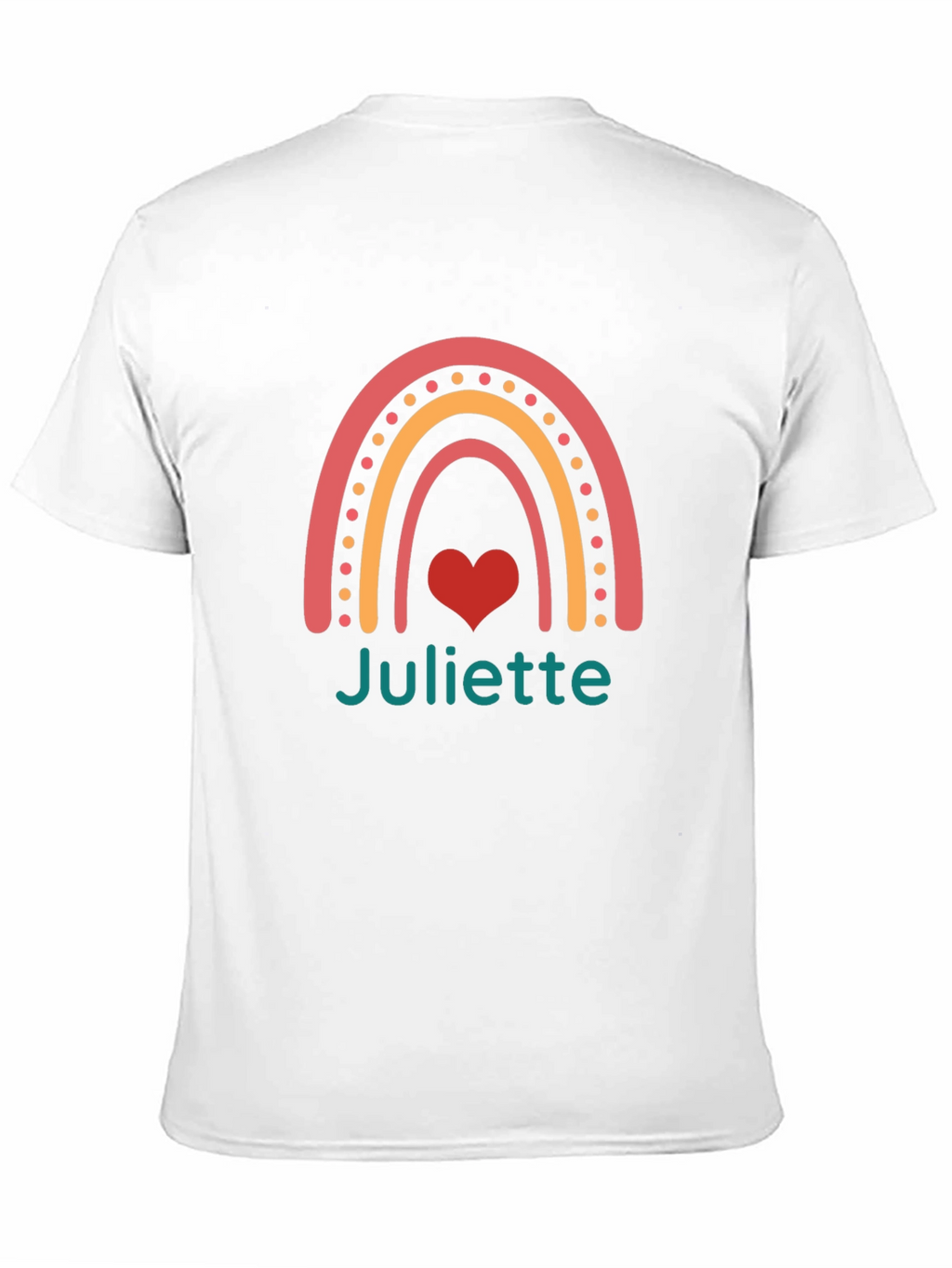 Juliette Rainbow Heart T-Shirt - Personalized Name Tee