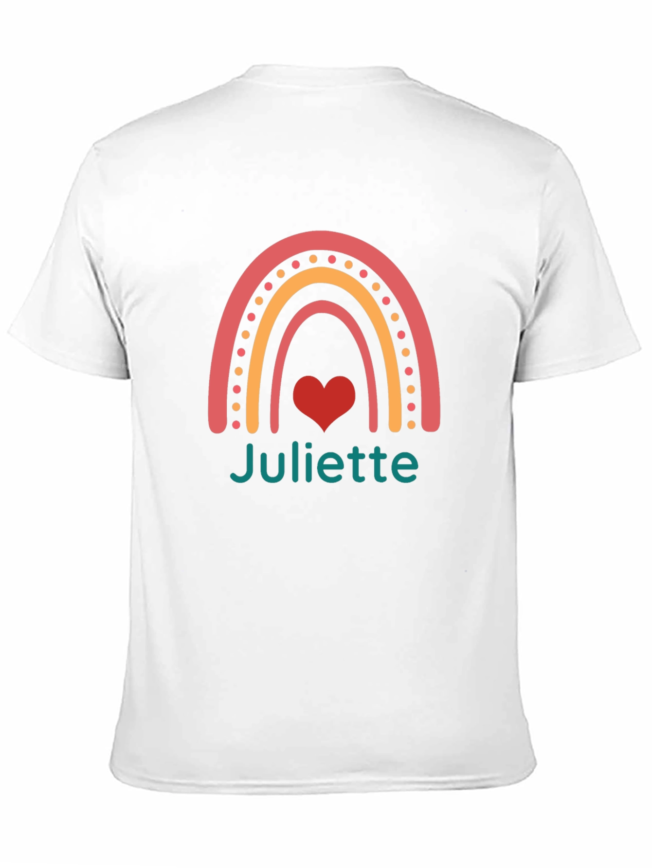 Juliette Rainbow Heart T-Shirt - Personalized Name Tee