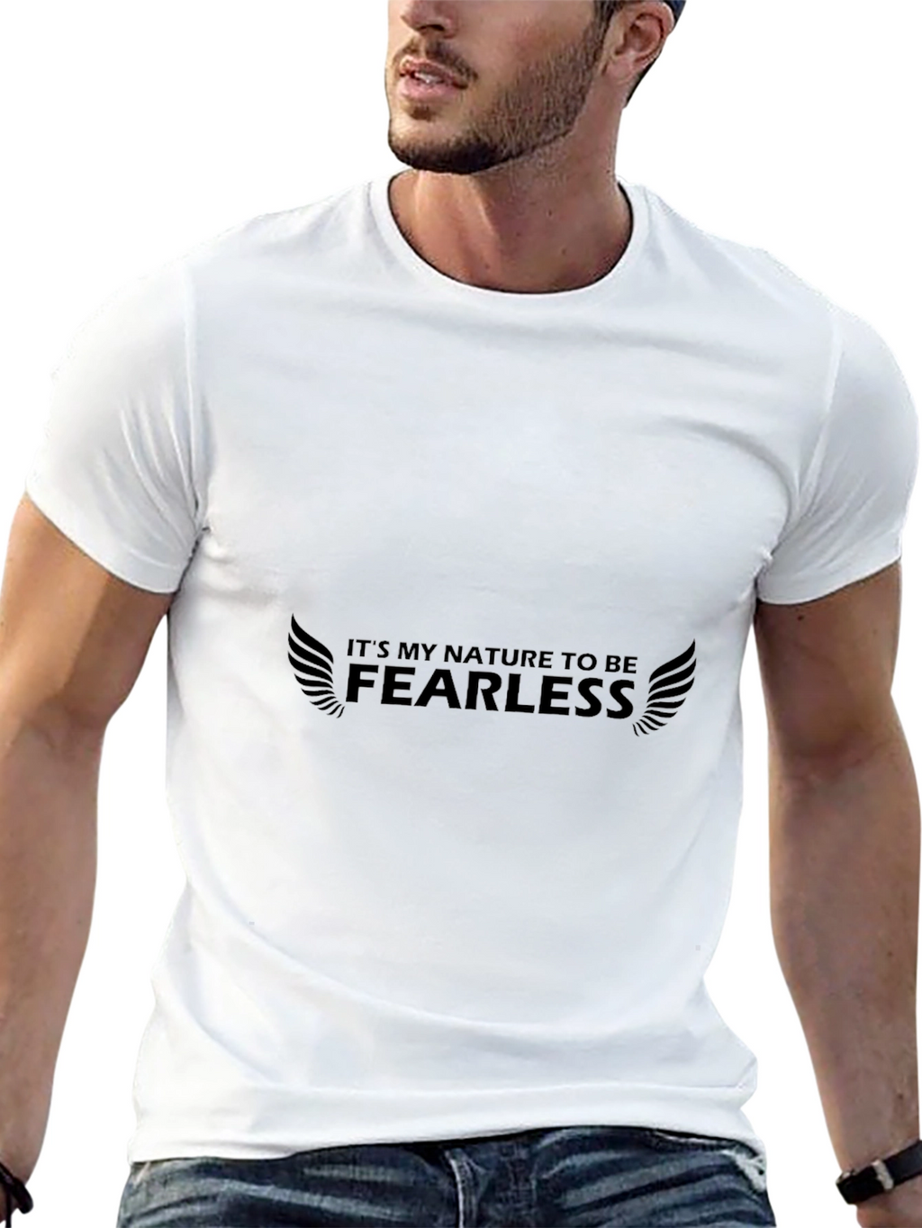 Fearless Nature Graphic Print Crew Neck Tee - Black