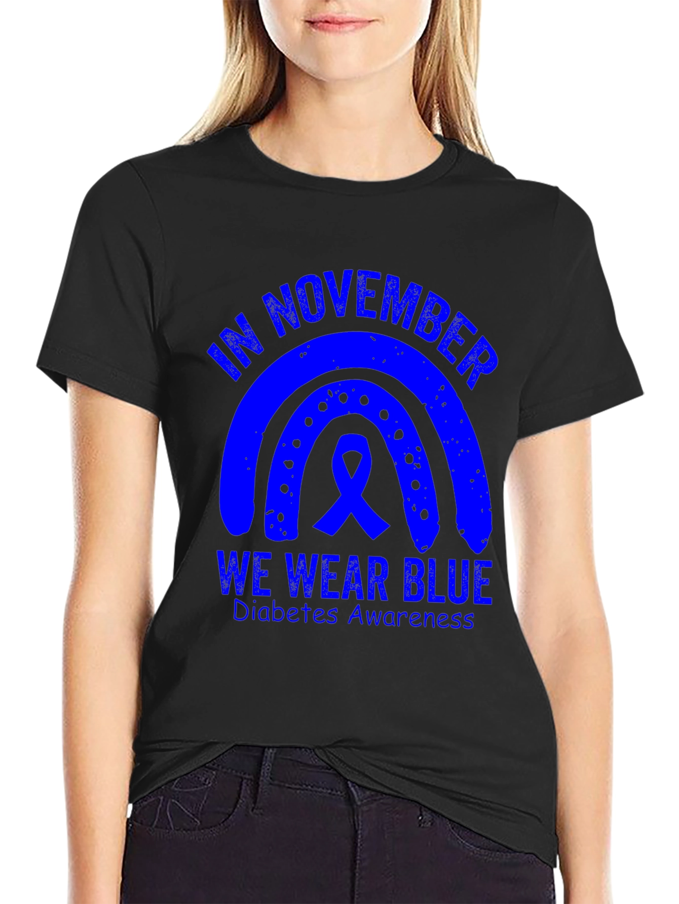 November Diabetes Awareness Blue Ribbon T-Shirt