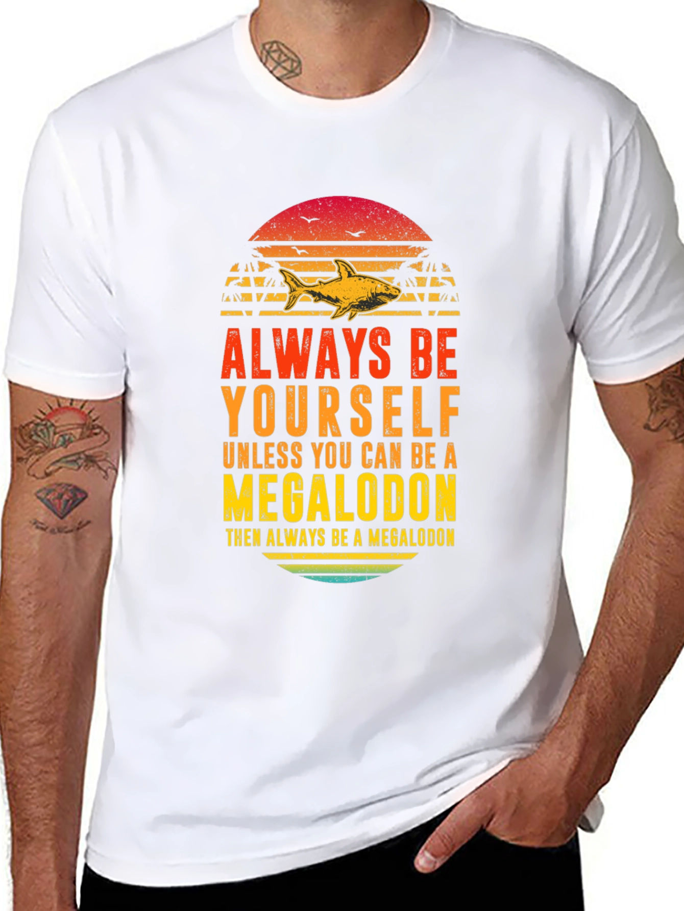 Megalodon Graphic Tee - Always Be Yourself Shark Shirt