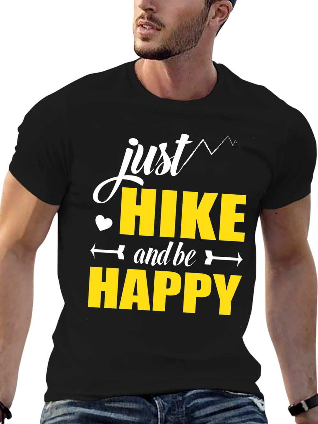 Just Hike and Be Happy Black T-Shirt