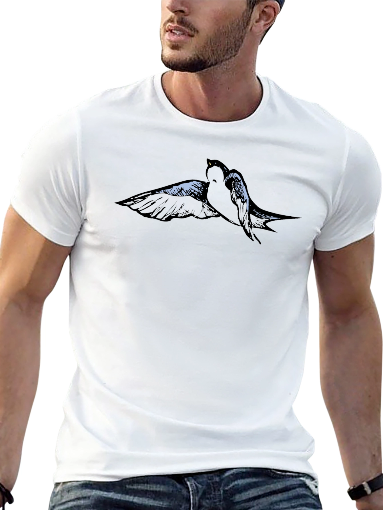 Swallow Bird Graphic Tee - Mens Black T-Shirt