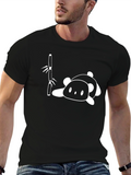Cute Panda & Bamboo Graphic Tee - Black