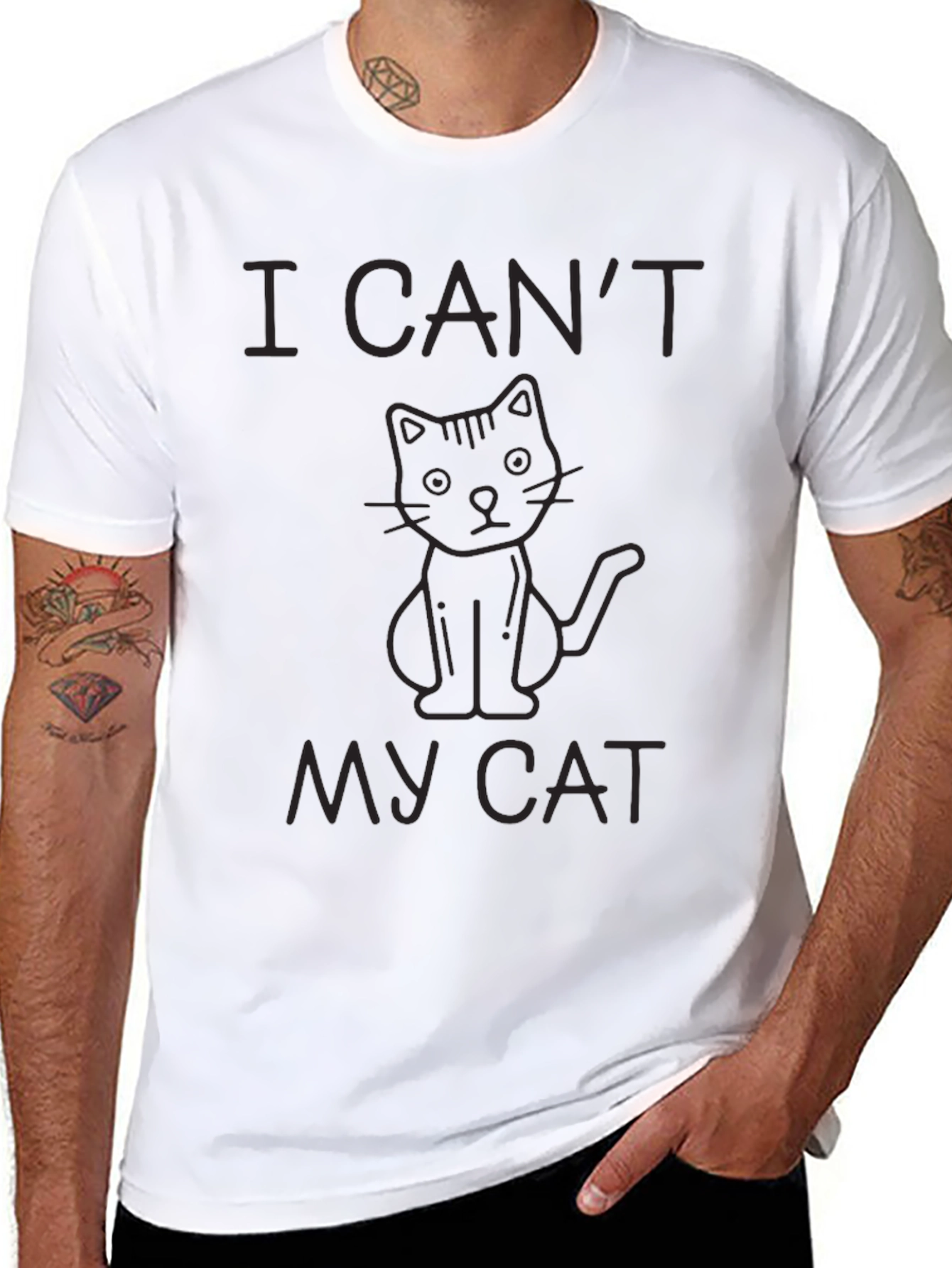 I Cant My Cat Black T-Shirt